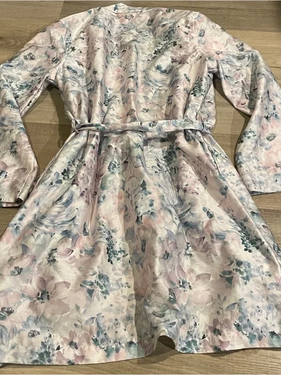 Hotel Collection Floral Satin Robe in Pink and Blue - Picture 6 of 6